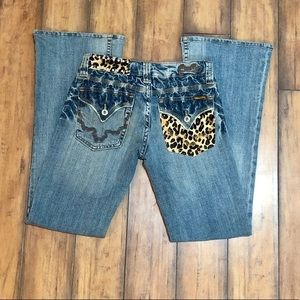 Miss Me Leopard Print Calf Hair/Crystal Flare Jean